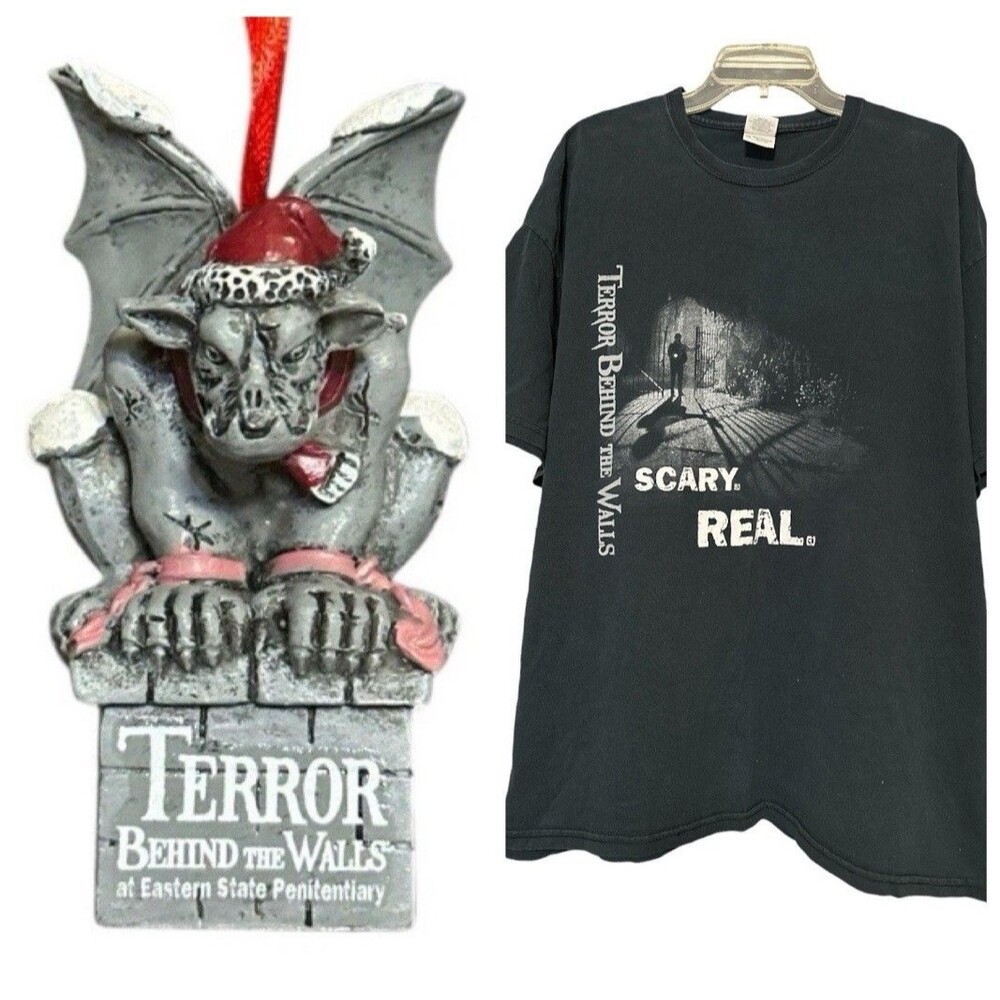 Eastern State Penitentiary Terror Behind the Walls T Shirt 2XL + Ornament Haunt